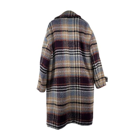 Scotch & Soda Size Large Coat Button Front Wool Blend Winter Tan Brown Blue - Picture 6 of 6